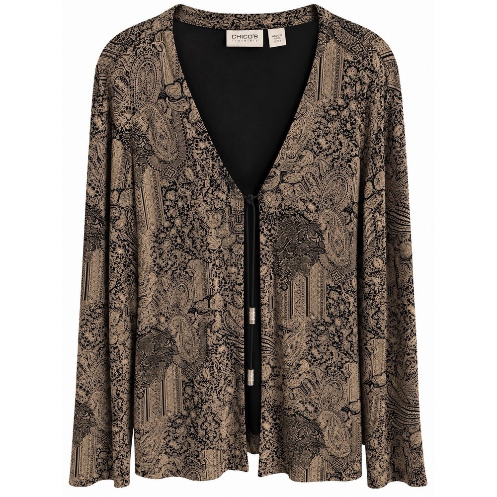 Chicos Traveler Sheer Cardigan Dark Academia Whimsigoth Boho Chic Layer Size 1